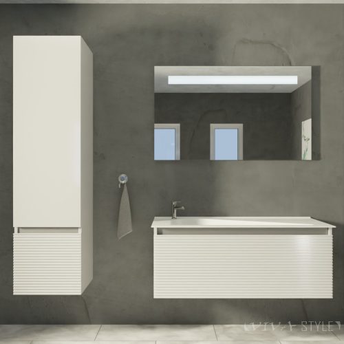 TMP TROYA100 fali fürdőszobabútor Akrivit öntött márvány mosdókagylóval 100 cm
