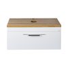 TMP MOON 90 cm fehér - natúr dió - fali fürdőszobabútor - mosdó nélkül - TOP COUNTER mosdókhoz