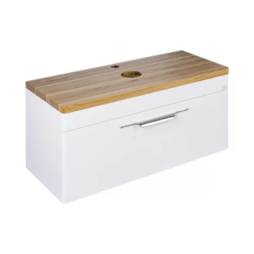 TMP MOON 90 cm fehér - natúr dió - fali fürdőszobabútor - mosdó nélkül - Top Counter mosdókhoz
