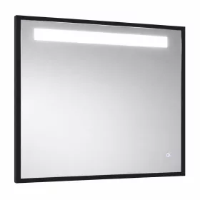 TMP IRON fürdőszobai tükör - FEKETE keret - szögletes - LED világítással - 75 cm