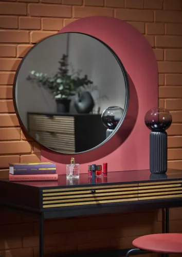 TMP IRON fürdőszobai tükör - FEKETE keret - kerek - 80 cm