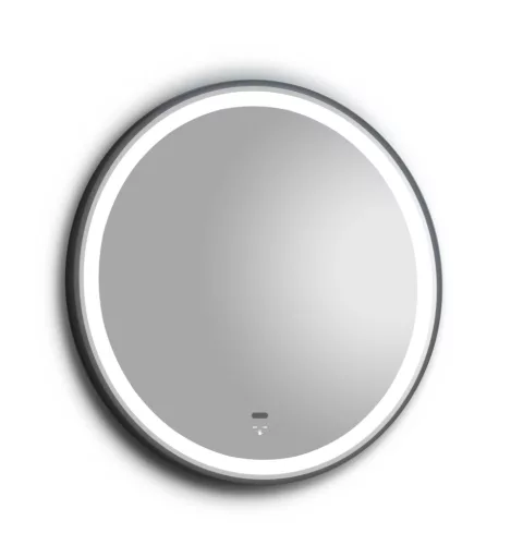 TMP IRON fürdőszoba tükör - FEKETE keret - kerek - LED világítással - érintésmentes kapcsoló - 80 cm