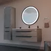 TMP IRON fürdőszoba tükör - FEKETE keret - kerek - LED világítással - érintésmentes kapcsoló - 80 cm