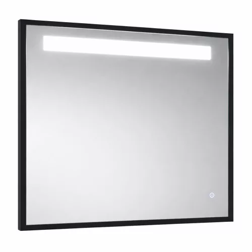 TMP IRON fürdőszobai tükör - FEKETE keret - szögletes - LED világítással - 100 cm