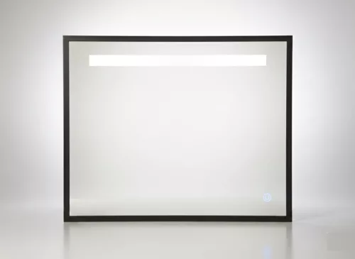 TMP IRON fürdőszobai tükör - FEKETE keret - szögletes - LED világítással - 100 cm