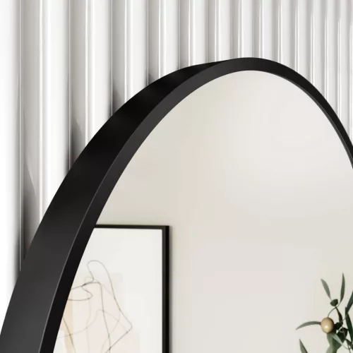 TMP IRON fürdőszobai tükör - FEKETE keret - kerek - 90 cm