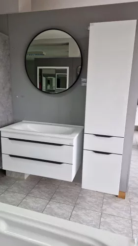 TMP IRON fürdőszobai tükör - FEKETE keret - kerek - 90 cm