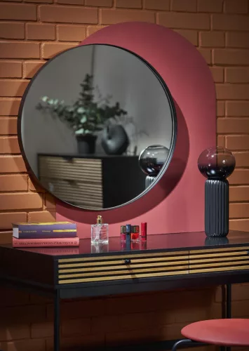 TMP IRON fürdőszobai tükör - FEKETE keret - kerek - 90 cm