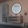 TMP IRON fürdőszoba tükör - FEKETE keret - kerek - LED világítással - érintésmentes kapcsoló - 90 cm