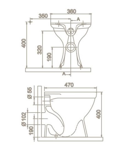 CeraStyle WC csésze - padlón álló - porcelán - HÁTSÓ kifolyású