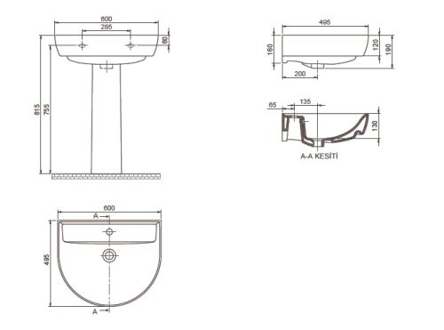 CeraStyle BELLA - szabadon álló - porcelán mosdókagyló 60 x 50 cm