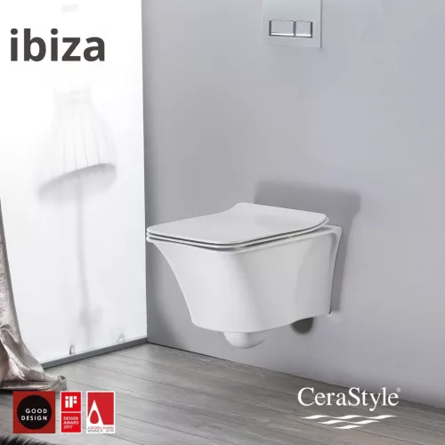 CeraStyle IBIZA fali WC - szögletes - rimless - perem nélküli - 51 cm