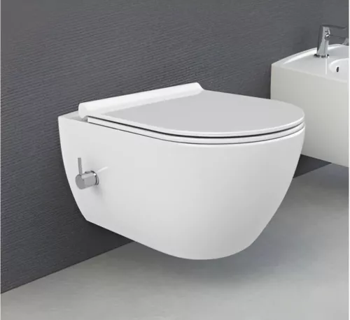 CeraStyle CITY fali WC - BEÉPÍTETT bidé funkcióval - rimless - perem nélküli - 53 cm