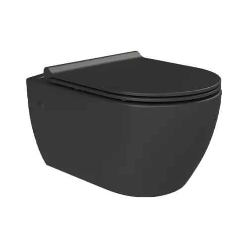 CeraStyle CITY fali WC - MATT FEKETE - rimless - perem nélküli - 53 cm