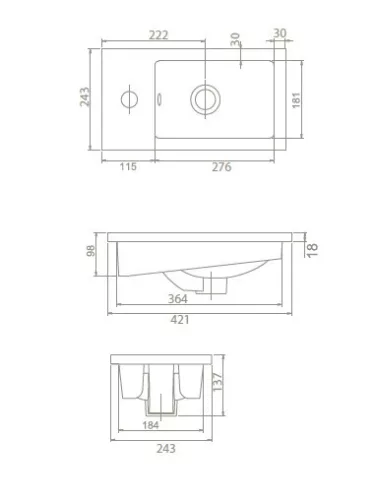 CeraStyle NIKA - MINI -porcelán mosdókagyló - 42 x 24 cm