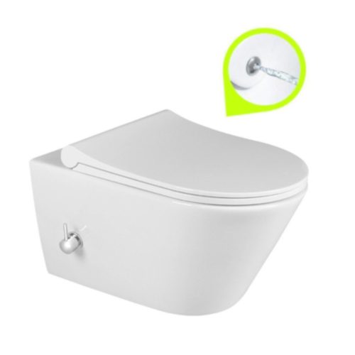 Sanovit AVVA fali WC mély öblítésű - BEÉPÍTETT bidé funkcióval - rimless - perem nélküli