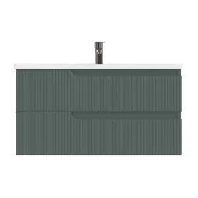   Piramida EURIDIKA fali fürdőszobabútor - műmárvány mosdóval -2 fiókos - PINO ZÖLD - 100 x 48 x 53 cm