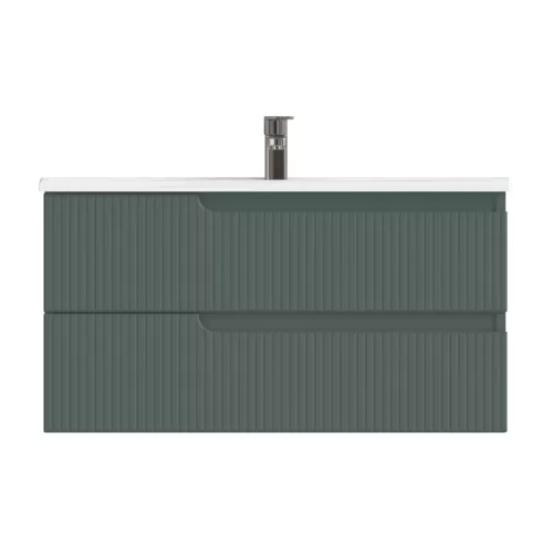 Piramida EURIDIKA fali fürdőszobabútor - műmárvány mosdóval -2 fiókos - PINO ZÖLD - 100 x 48 x 53 cm