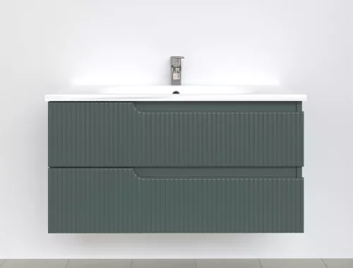 Piramida EURIDIKA fali fürdőszobabútor - műmárvány mosdóval -2 fiókos - PINO ZÖLD - 100 x 48 x 53 cm