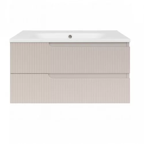 Piramida EURIDIKA fali fürdőszobabútor - műmárvány mosdóval -2 fiókos - PINO BÉZS - 100 x 48 x 53 cm