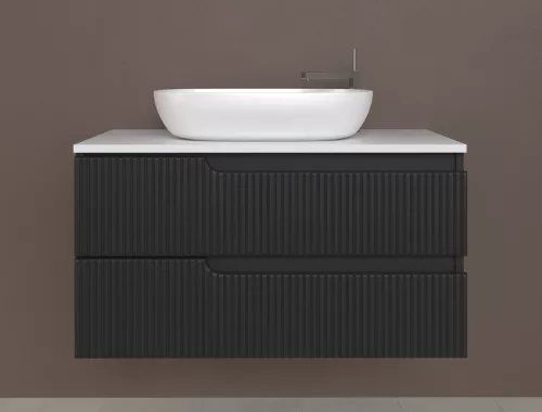 Piramida EURIDIKA fali fürdőszobabútor - mosdópult mosdó nélkül -2 fiókos - PINO FEKETE - 100 x 48 x 53 cm