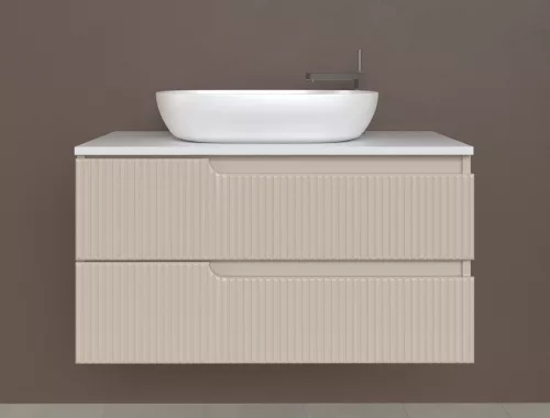 Piramida EURIDIKA fali fürdőszobabútor - mosdópult mosdó nélkül -2 fiókos - PINO BÉZS - 100 x 48 x 53 cm