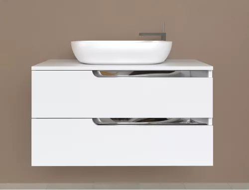 Piramida EURIDIKA fali fürdőszobabútor - mosdópult mosdó nélkül -2 fiókos - FEHÉR - 100 x 48 x 53 cm