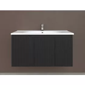   Piramida EURIDIKA fali fürdőszobabútor - műmárvány mosdóval -3 ajtós - PINO FEKETE- 100 x 48 x 53 cm