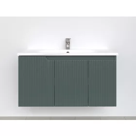   Piramida EURIDIKA fali fürdőszobabútor - műmárvány mosdóval -3 ajtós - PINO FEKZÖLDETE - 100 x 48 x 53 cm