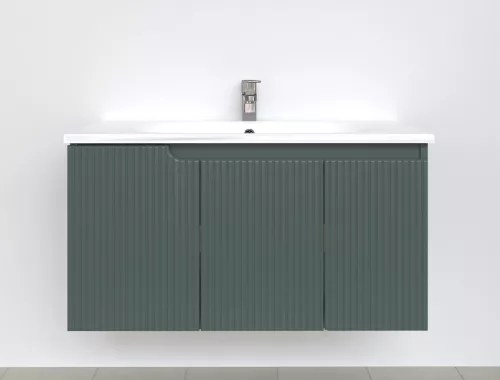 Piramida EURIDIKA fali fürdőszobabútor - műmárvány mosdóval -3 ajtós - PINO FEKZÖLDETE -100x48x53 cm