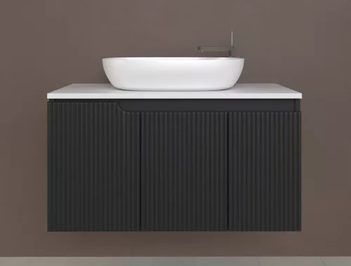 Piramida EURIDIKA fali fürdőszobabútor - mosdópult mosdó nélkül -3 ajtós - PINO FEKETE - 100 x 48 x 53 cm