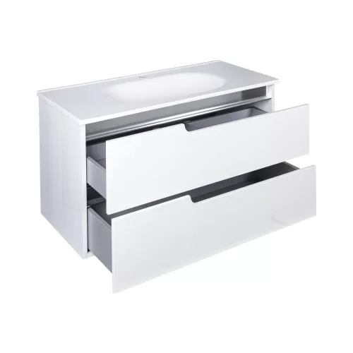 Piramida EURIDIKA fali fürdőszobabútor - műmárvány mosdóval - 2 fiókos - 100 x 48 x 53 cm