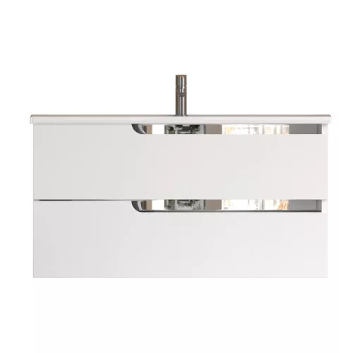 Piramida EURIDIKA fali fürdőszobabútor - műmárvány mosdóval - 2 fiókos - 100 x 48 x 53 cm