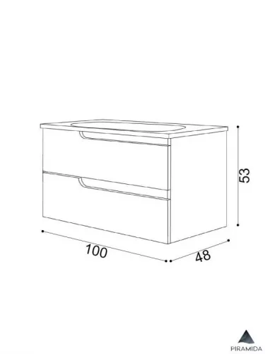 Piramida EURIDIKA fali fürdőszobabútor - műmárvány mosdóval - 2 fiókos - 100 x 48 x 53 cm