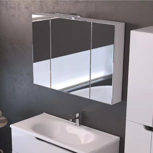 Piramida AKVA Tükrös fürdőszobai szekrény - LED világítással - 100 x 69 x15cm