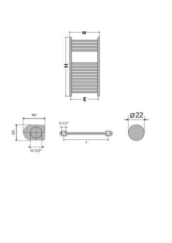 Törölközőszárító radiátor - Viva Platinum Therm - EGYENES - fehér - 400 x 800 mm