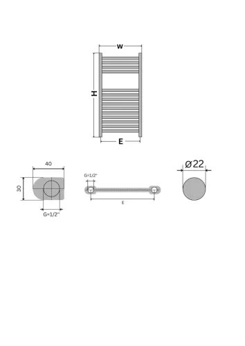 Törölközőszárító radiátor - Viva Platinum Therm - EGYENES - fehér - 400 x 800 mm