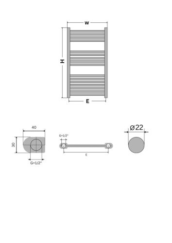 Törölközőszárító radiátor - Viva Platinum Therm - EGYENES - fehér - 600 x 800 mm