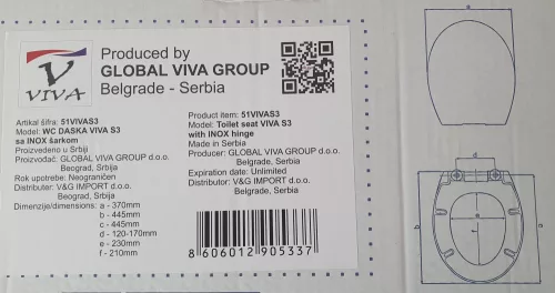 Viva S3 WC ülőke - duroplast - fém zsanérral
