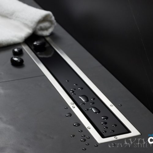 Pestan zuhanyfolyóka Confluo Premium Line fekete üveg 75cm