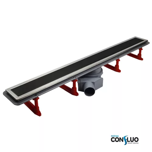Pestan zuhanyfolyóka Confluo Premium Line FEKETE üveg 65 cm