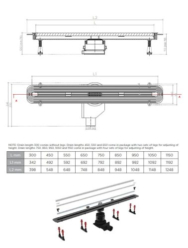 Pestan zuhanyfolyóka Confluo Slim Line 30 cm