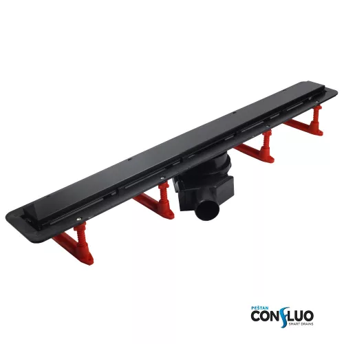 Pestan zuhanyfolyóka Confluo Frameless Line - keret nélküli - FEKETE üveg 65 cm