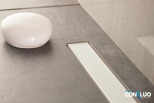 Pestan zuhanyfolyóka Confluo Frameless Line FEHÉR üveg 75 cm