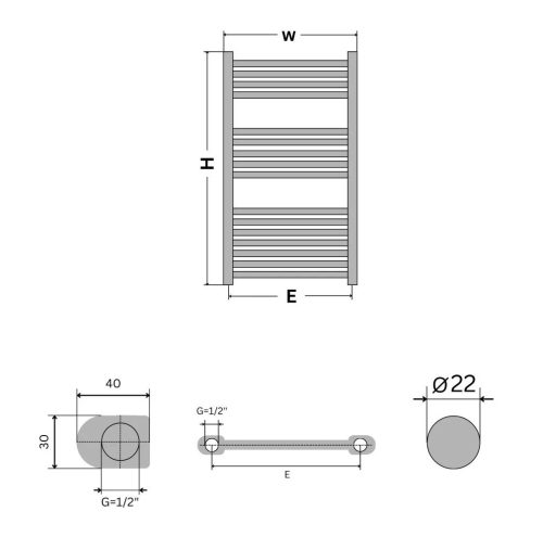 Törölközőszárító radiátor - Viva Platinum Therm - ÍVES - fehér - 700 x 1000 mm