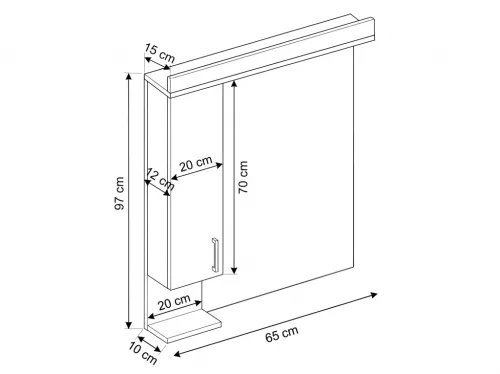 Viva STYLE Tükrös fürdőszobai szekrény LED világítással - BALOS szekrénnyel - 65 x 97 x 15 cm