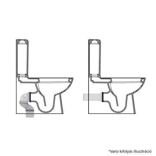 CeraStyle NOURA monoblokk WC - BEÉPÍTETT bidé funkcióval - 62 cm