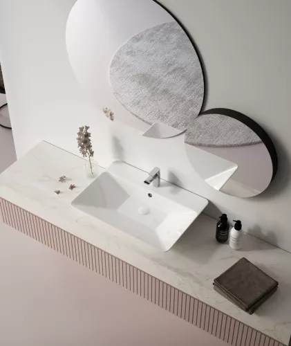 Sanovit TEODORA - PULTRA ültethető - Top Counter - porcelán mosdó -  - 65 x 46 cm