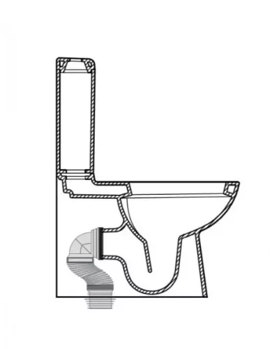 P-bekötőcső Viva ES monoblokkos WC-hez - ALSÓ bekötéshez - 90 / 110 mm