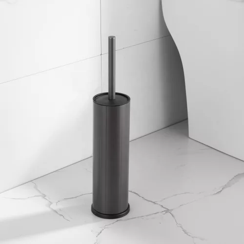 Viva NERO WC-kefe tartó - hengeres - fürdőszobai kiegészítő - GUNMETAL - fegyverszürke